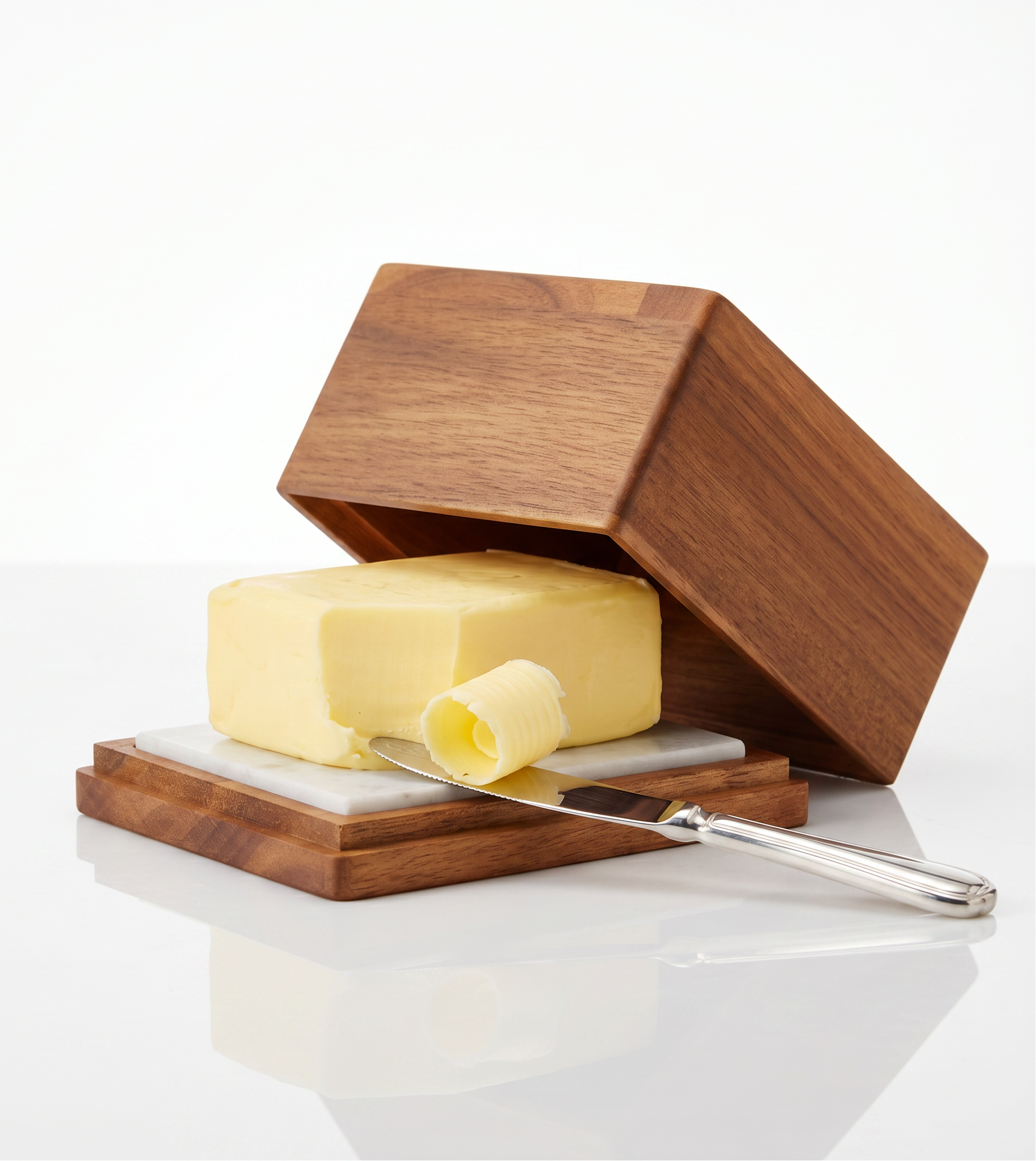 Butterdose aus Akazienholz und Marmor mit 250 g Butter
