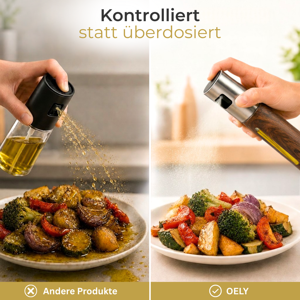OELY Dark Ölzerstäuber mit 100 ml, Edelstahl-Sprühkopf und Sichtfenster